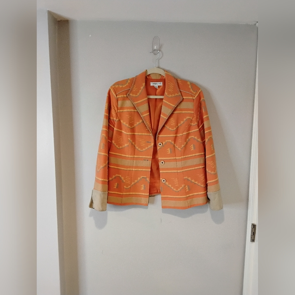 Orange Patterned Women's Jacket - image 1